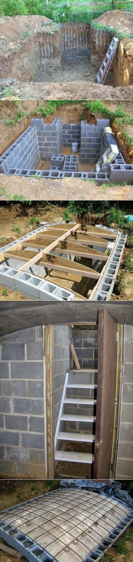 This meme is a series of images showing the construction of a bunker in a backyard. The first image shows a hole in the ground, the second shows the construction of a bunker in the hole, and the third shows a completed bunker with a ladder leading up to it. The text "I'm not digging it" is written above the third image.